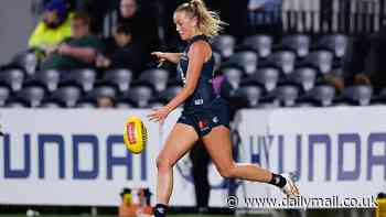 Fans accuse footy superstar Harley Reid of doing something VERY unhealthy as he watches his girlfriend make her AFLW debut