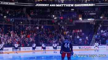 Jackets open home game with Gaudreau tributes