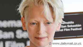 Tilda Swinton looks elegant in a dusty pink co-ord as she attends The Room Next Door press conference at San Sebastian Film Festival in Spain