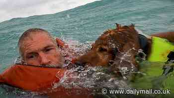 Moment sailor and his dog are rescued 20 miles off Florida coast after their boat sank in Hurricane Helene