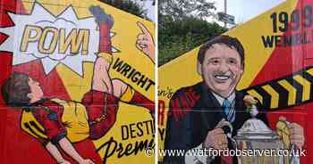 Fantastic town centre mural of iconic Watford FC win complete