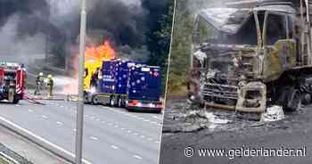 Enorme rookwolk bedekt A50 door vrachtwagenbrand: verkeer nog uren omgeleid