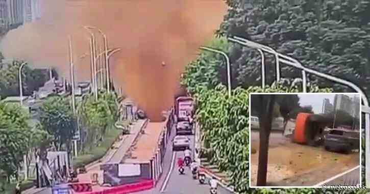 Enormous geyser of human waste explodes 33ft into the air and rains down on cars below