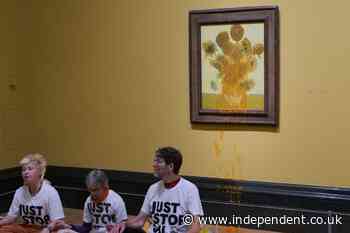 Just Stop Oil target Van Gogh’s Sunflowers hours after activists jailed for throwing soup over same painting