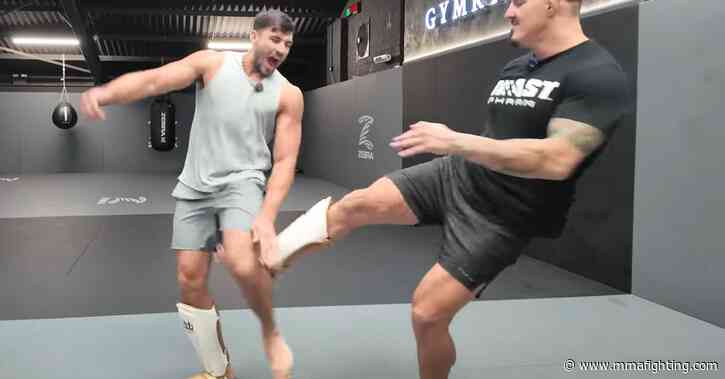 ‘He broke my leg’: Watch Tom Aspinall crack Tommy Fury multiple times in ‘challenge’