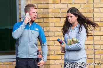 Couple who performed sex act on packed easyJet flight pictured outside court