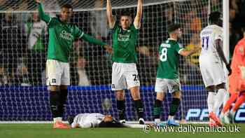 Ex-Man United star Tahith Chong collapses on the pitch during clash with Plymouth as medics rush to his aid in worrying scenes at Home Park