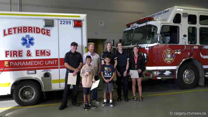 Lethbridge boy reunited with first responders, bystanders who saved him from near-drowning