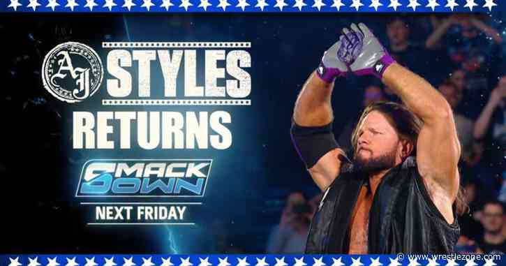 AJ Styles To Return On 10/4 WWE SmackDown