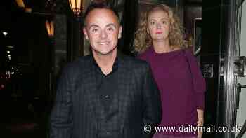 Ant McPartlin looks in good spirits as he strolls hand-in-hand with his wife Anne-Marie Corbett after enjoying a night out at Claridge's Hotel