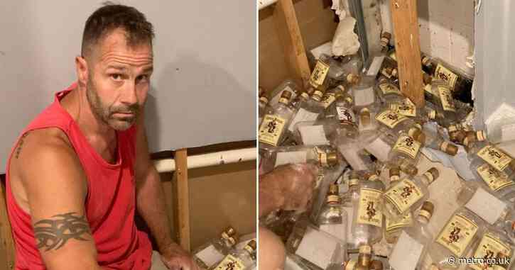 Couple suddenly find empty bottles of rum pouring out the walls of their home