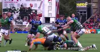 Referee wiped out by three players in top English rugby match as pundits in stitches