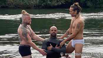 Russell Brand films himself performing a baptism in his underpants as he continues his conversion to Christianity