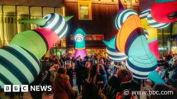 Giant puppets parade South Yorkshire streets