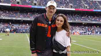 Ashton Kutcher reps the Chicago Bears as he poses with wife Mila Kunis and kids Wyatt and Dimitri at SoFi Stadium... after split rumors were debunked