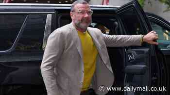 Liev Schreiber, 56, arrives at upscale eatery for dinner with wife Taylor Neisen and his child Kai in NYC