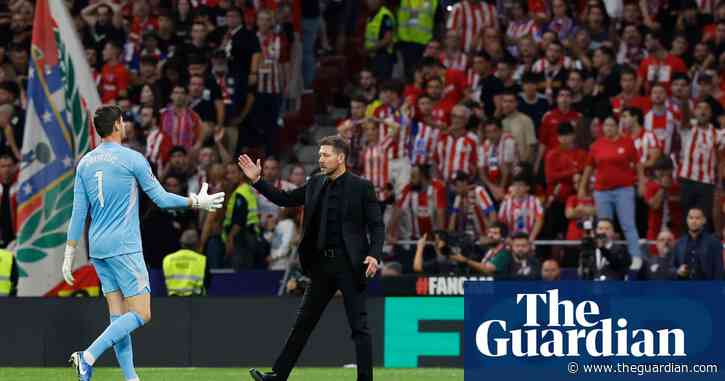 Diego Simeone criticises Atlético ultras and Courtois for Madrid derby disturbance – video