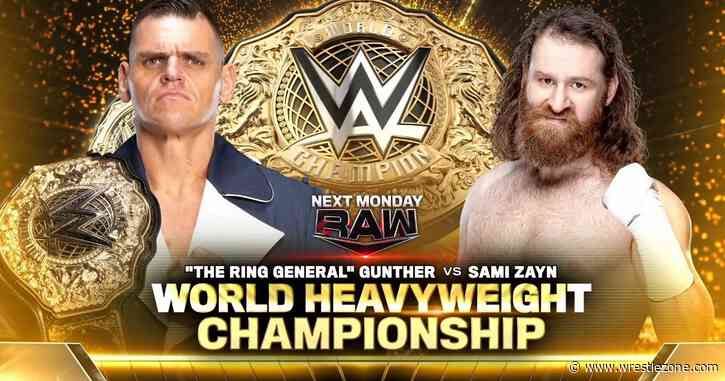 Gunther To Defend WWE World Heavyweight Title Against Sami Zayn On 10/7 WWE RAW