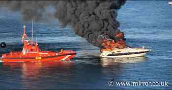 Watch moment four Brits rescued after their motor yacht catches fire