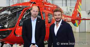 Prince William joins forces with David Beckham hours after Harry's fleeting UK visit