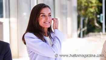 Queen Letizia is a lilac vision in sharply tailored suit