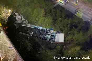 Lorry driver discharged with minor injuries after 60-foot motorway bridge fall