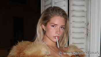 Lottie Moss goes NAKED beneath a fur coat and puffs on a cigarette after enjoying a night out with niece Lila Moss in Paris