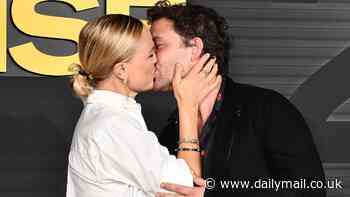 Malin Akerman, 46, kisses husband Jack Donnelly, 38, as the couple put on a passionate display at the Los Angeles premiere of The Franchise