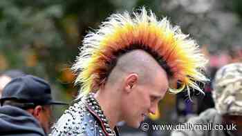 Matt Smith looks worlds away from his usual self as he sports enormous multicoloured Mohawk while filming  with Austin Butler in New York City