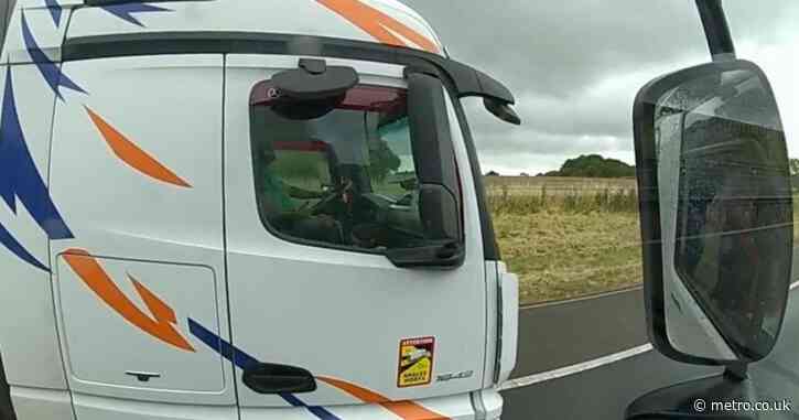 Drivers filmed texting with their feet up and steering with their knees