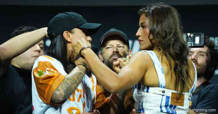 Video: Raquel Pennington and Julianna Pena stare daggers at each other during tense UFC 307 faceoff