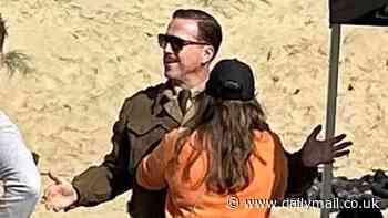 Damian Lewis looks unrecognisable with a thick moustache and sunglasses as he arrives on set for the first time to film WWII drama Pressure