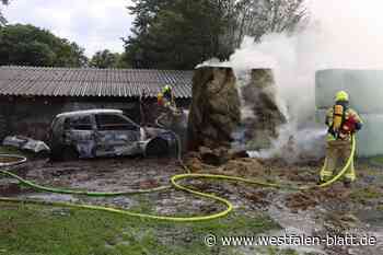 Pkw-Brand greift in Delbrück auf Hühnerstall und Silage über