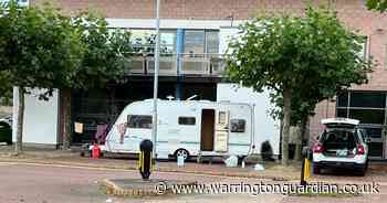 Traveller caravans pitch up unauthorised on private land in town