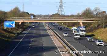 M53 updates as car on its roof and traffic at a standstill