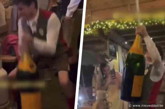 Man kraakt peperdure fles champagne om rond te spuiten op Oktoberfest, maar “decadent gedrag” krijgt veel kritiek