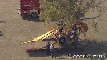 Biplane crashes into tree after landing at private North Texas dirt airstrip