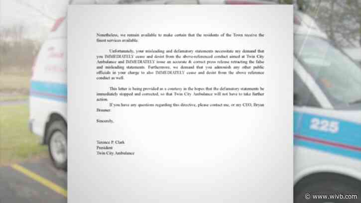 Twin City Ambulance issues cease-and-desist letter to Town of Tonawanda