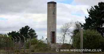 The lone tower that still stands at the site of a disused power station