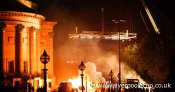 Explosion outside St George's Hall as filming for mystery film begins