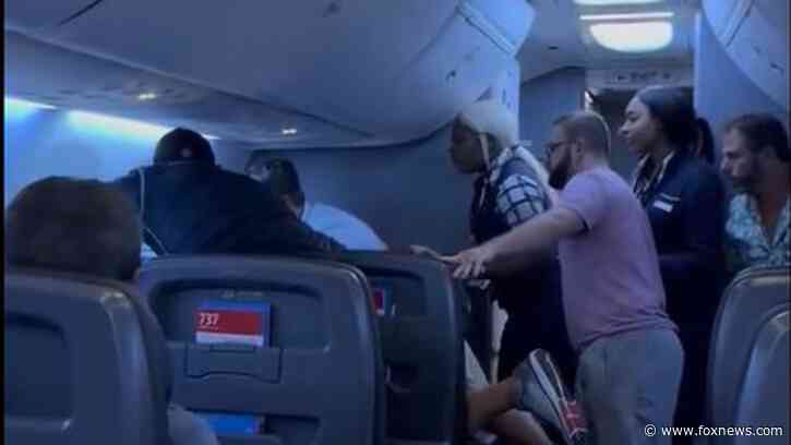 Passengers intervene on flight when man allegedly attacks woman next to him, video shows