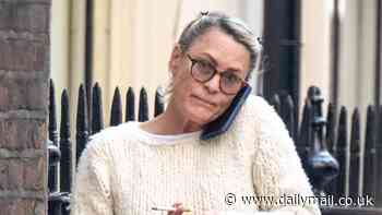 Golden Globe-winning actress, 58, looks unrecognisable as she puffs on a cigarette in London amid filming The Girlfriend