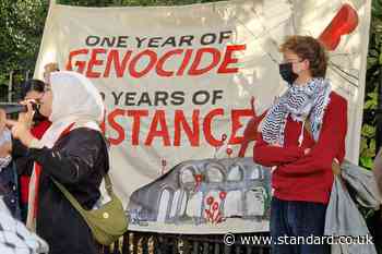 Hundreds of pro-Palestinian protesters gather in central London