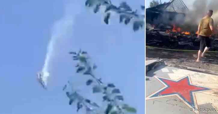 Putin red-faced after his £11,500,000 stealth drone is shot down by his own warplane