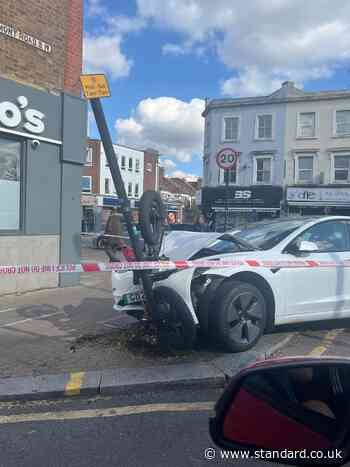 Cyclist rushed to hospital after horror crash between Tesla and bike in Tooting