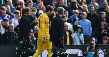 Liverpool handed fresh injury concern as Alisson Becker replaced against Crystal Palace