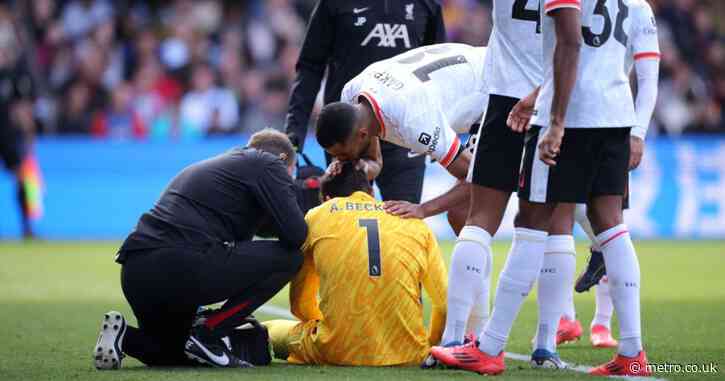 Alisson injury update after Liverpool goalkeeper limps off against Crystal Palace