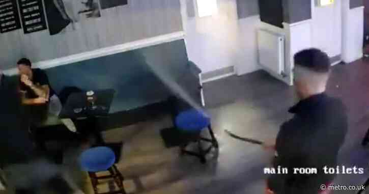 Man receives instant karma after spraying pubgoers with fire extinguisher