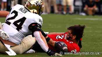 Horrifying moment NC State QB Grayson McCall lies motionless following brutal hit before being carted off