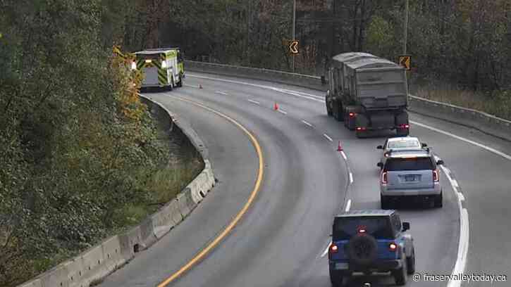 Highway 1 traffic slowed after SUV crashes into guard rail near Herrling Island: RCMP